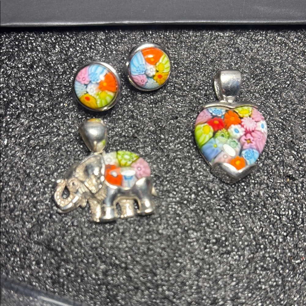 Shablool Silver Jewelry Design Colorful Earrings and Pendants Set